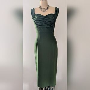 Enz's - Forest Green 1950s Style Wiggle Dress - Size S